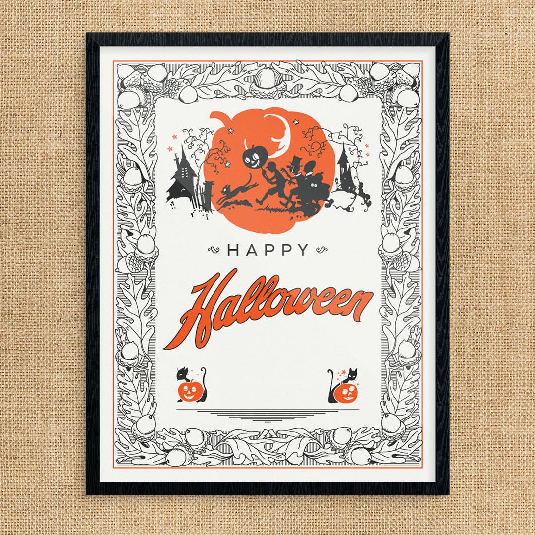 8" x 10 Happy Halloween Pumpkin Parade Print