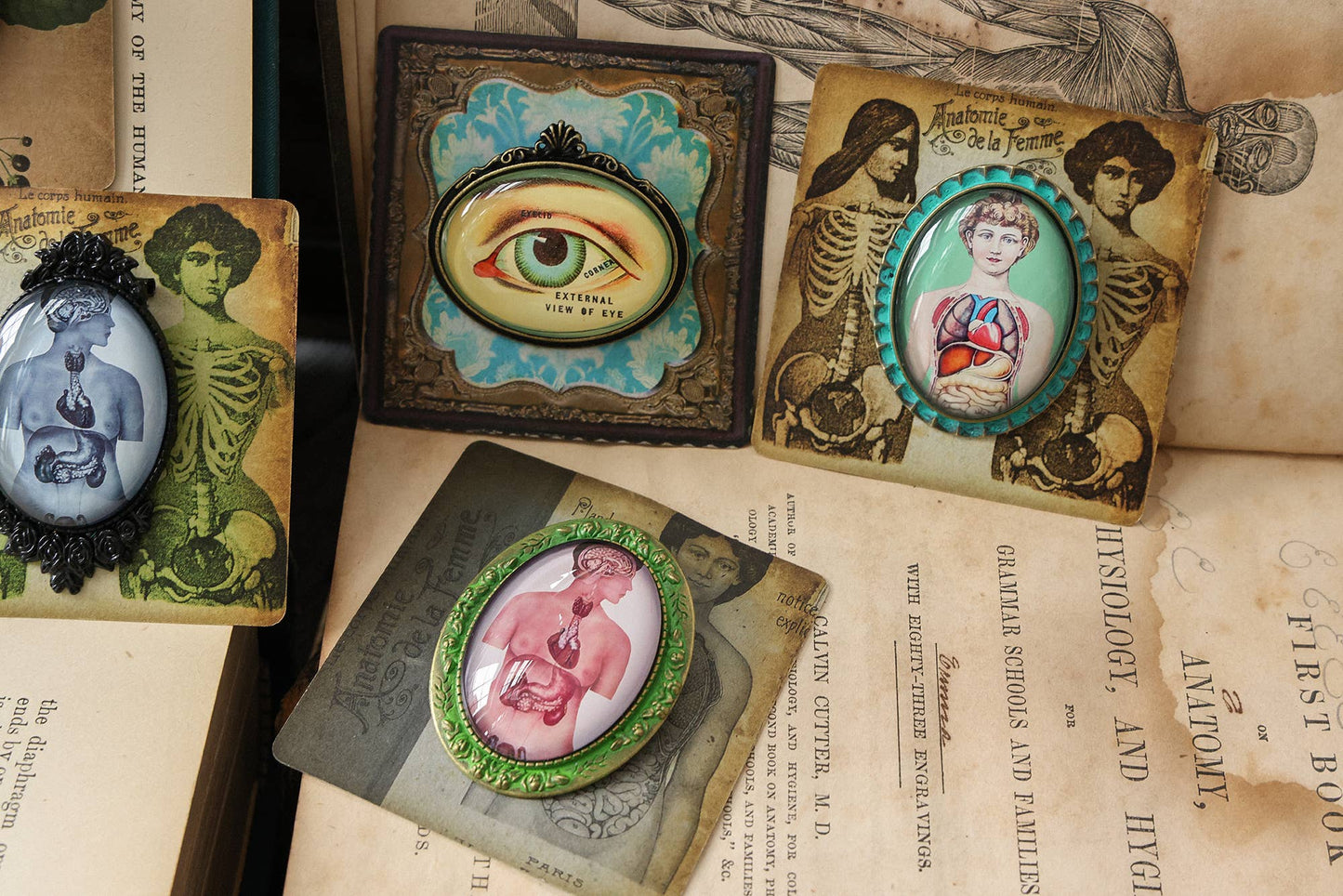 Handmade Vintage Anatomical Brooches