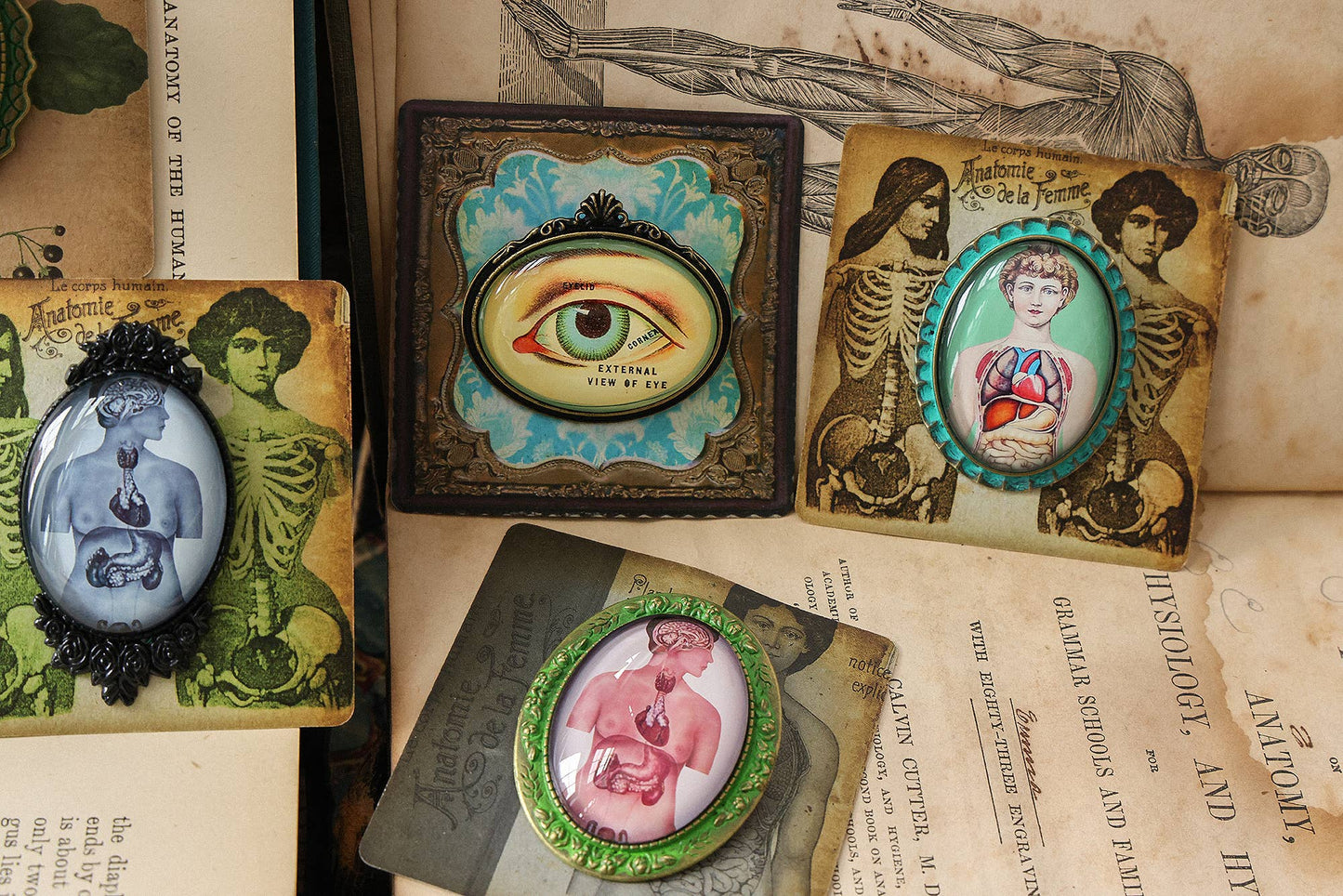 Handmade Vintage Anatomical Brooches