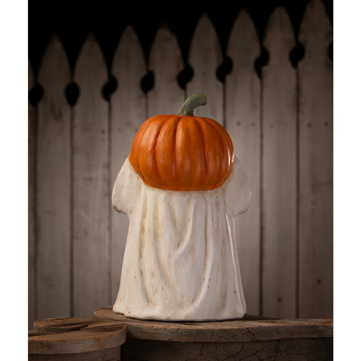 Ghost Jack O’Lantern – Vintage-Style Paper Mâché Halloween Figurine