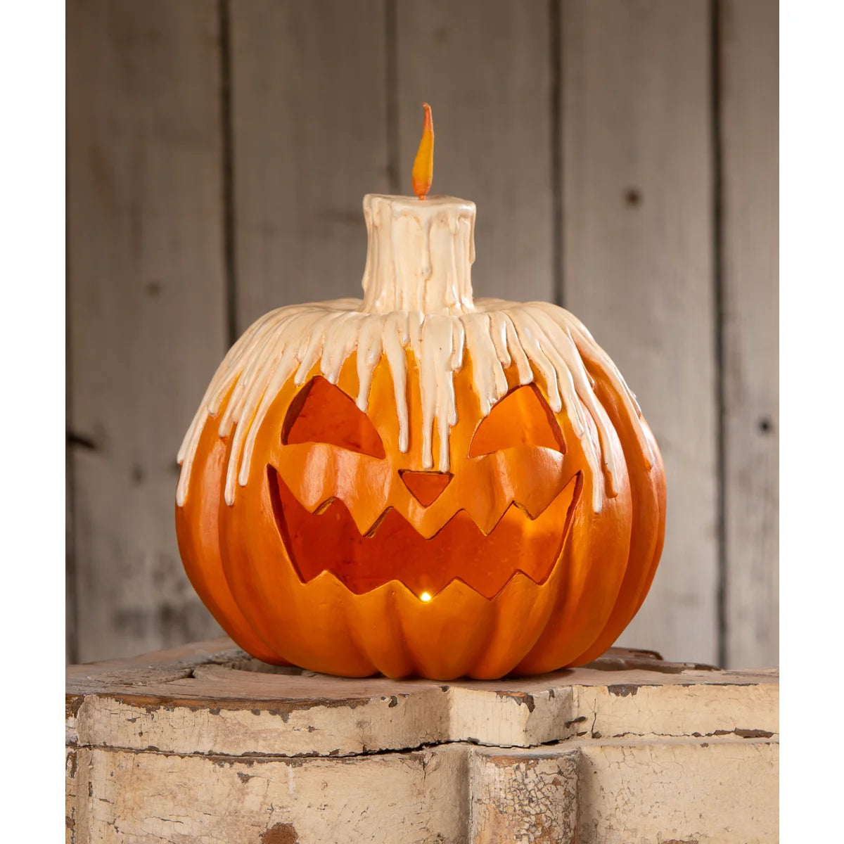 Melting Midnight Glow Pumpkin – Hand-Painted Paper Pulp Jack-o’-Lantern by Bethany Lowe