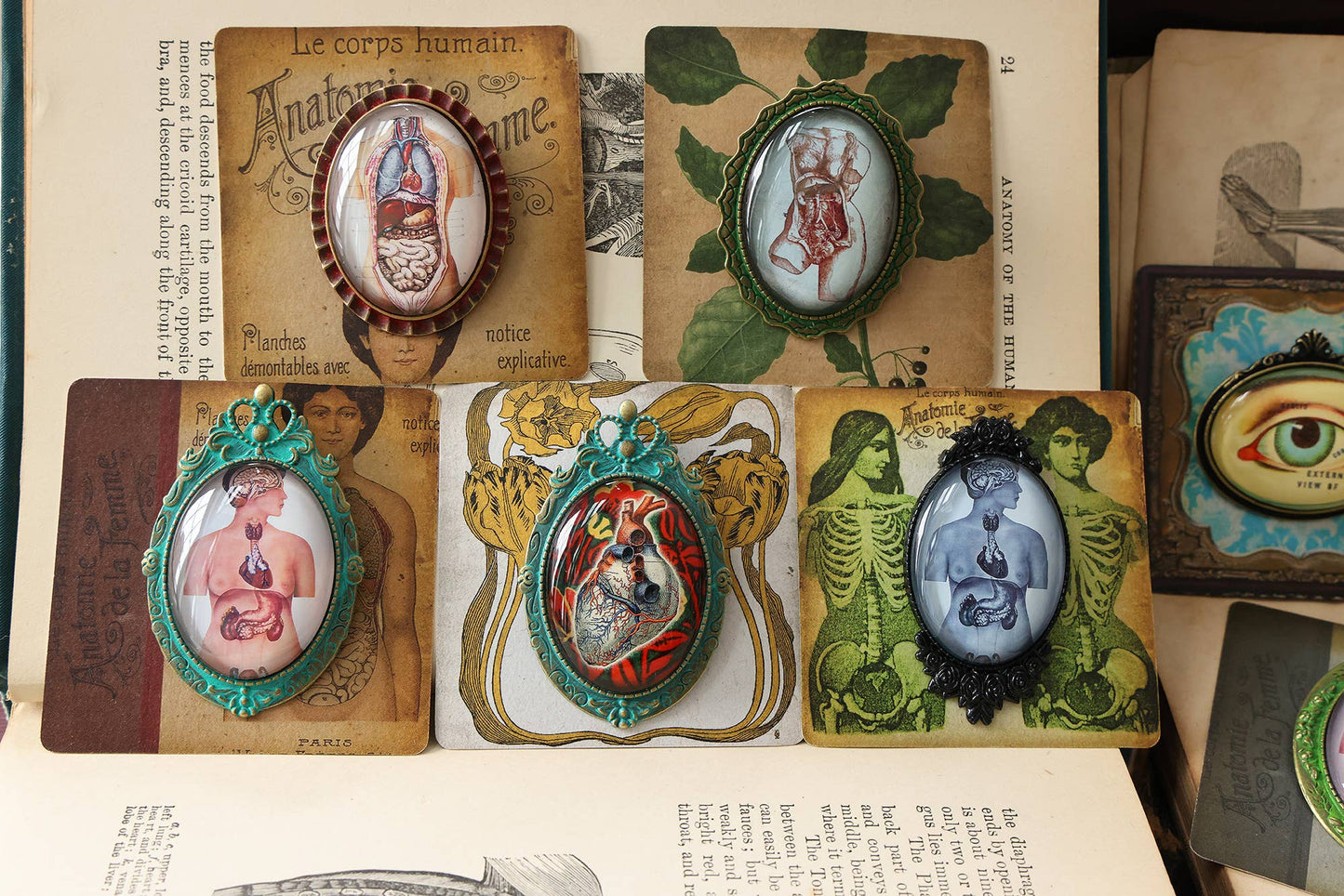 Handmade Vintage Anatomical Brooches