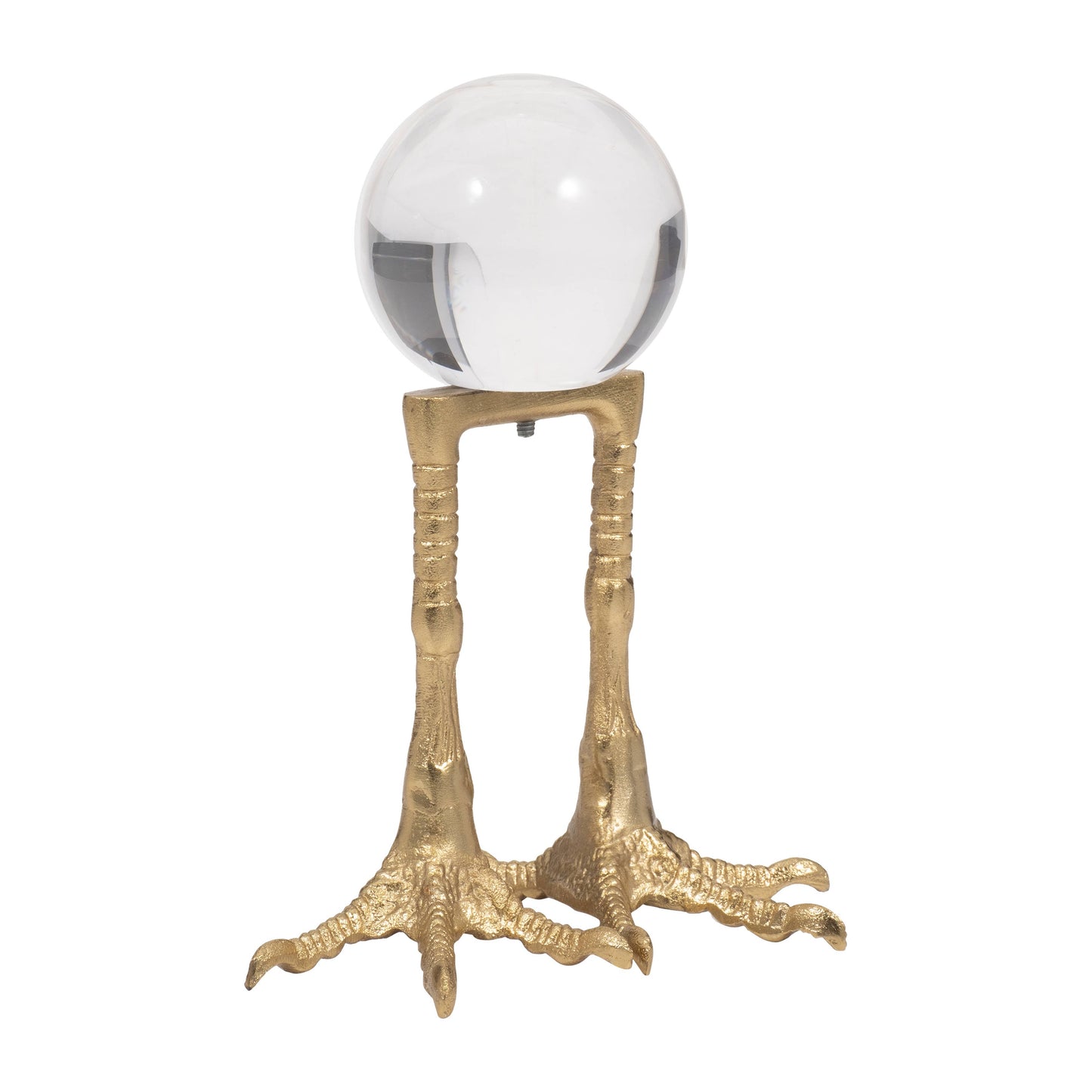 Metal Bird Feet Holding Clear Ball - Gold, 8 in.