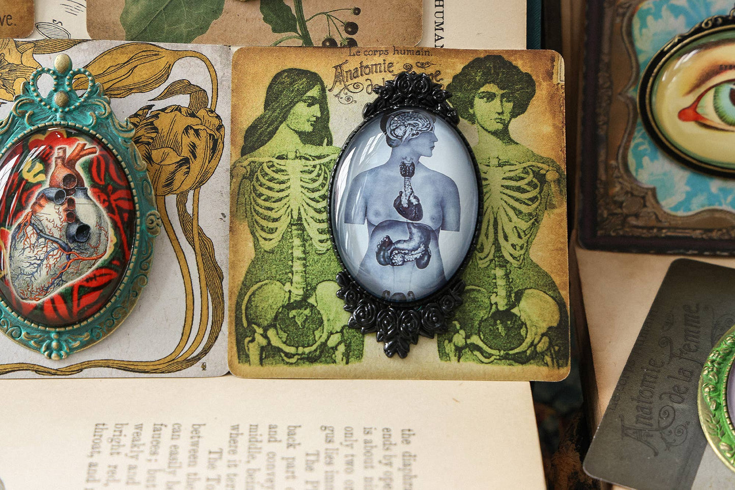 Handmade Vintage Anatomical Brooches