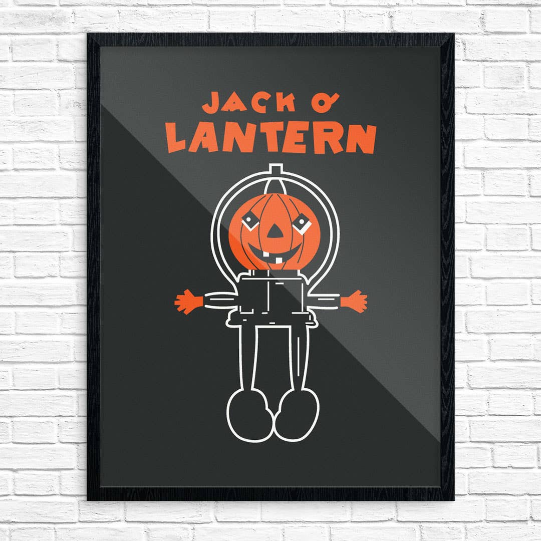 8" x 10 Halloween Jack O Lantern Pumpkin Robot Print