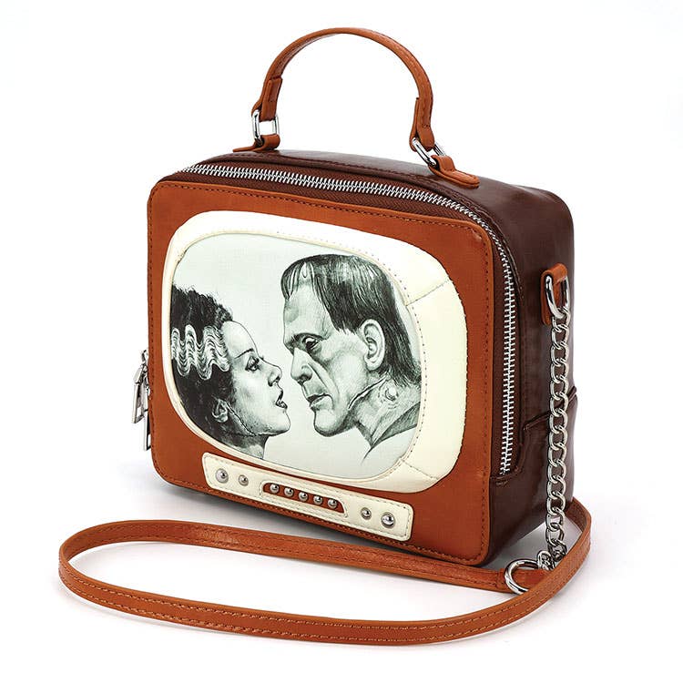 Bride & Frankenstein - Glow-in-the-Dark Vintage TV Bag – Vinyl Crossbody