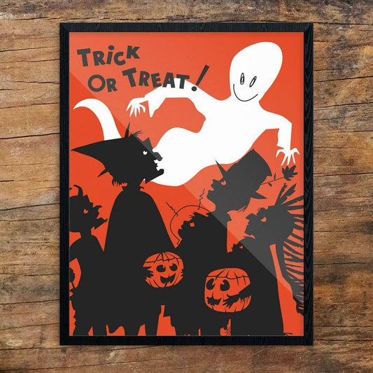 11'' x 14'' Halloween Trick or Treaters & Ghost Print