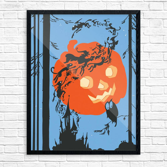 8" x 10 Halloween Pumpkin Moon & Rising Spirits Print