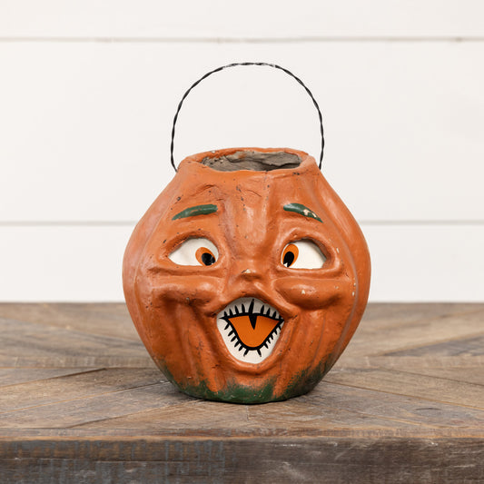 Orange Jack-O’-Lantern Choir Boy Lantern – Vintage-Style Pumpkin Bucket