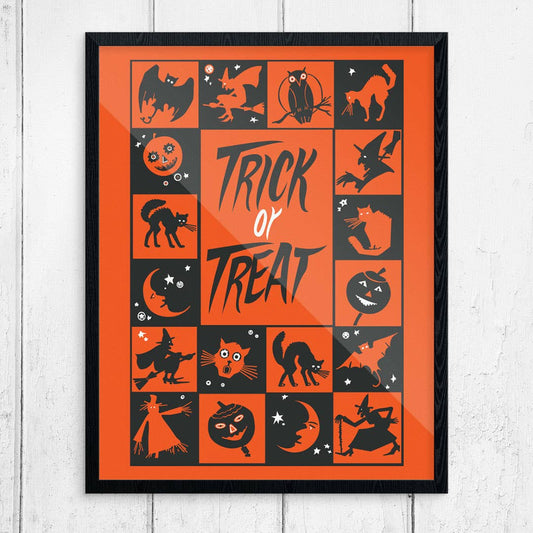 8" x 10 Trick or Treat Halloween Icons Print