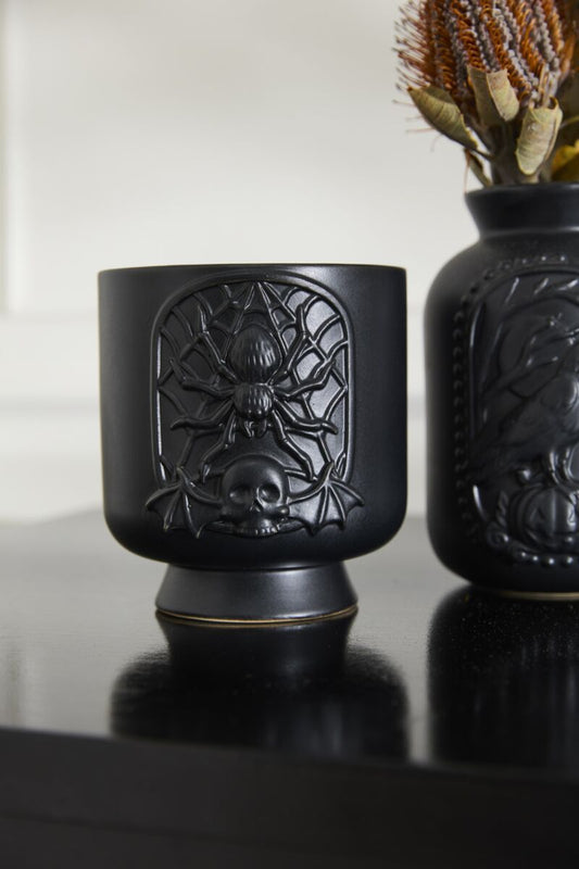Black Magic Pot – Ceramic Spider Accent Planter (4.75")