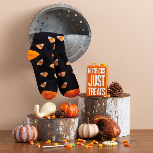 No Tricks Just Treats Box Sign And Sock Set
