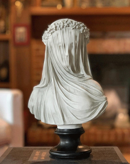Veiled Lady Bust – Gothic Resin Sculpture