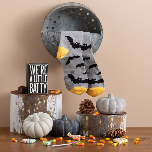 We're A Little Batty Box Sign And Sock Set
