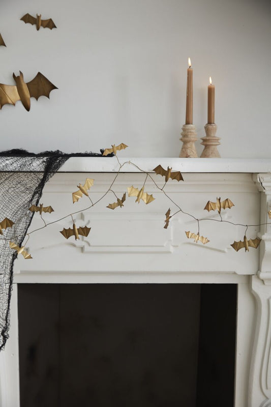 Winged Bat Garland – 6 ft. Metal Halloween Decoration